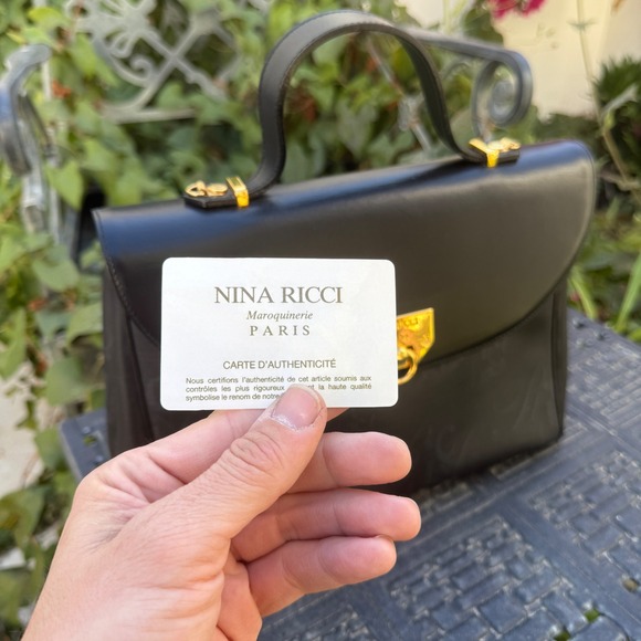 Nina Ricci Paris Monogram Black Coated Canvas Top Handle Satchel Bag Unworn - Picture 14 of 16